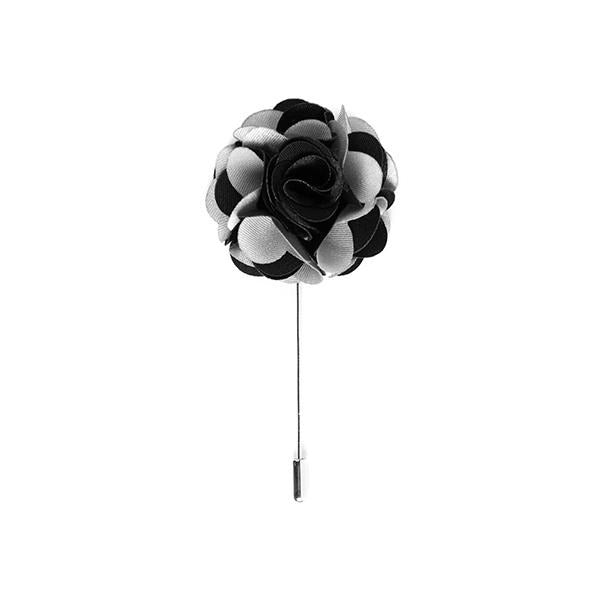 Black & grey flower lapel pin - Cuffz