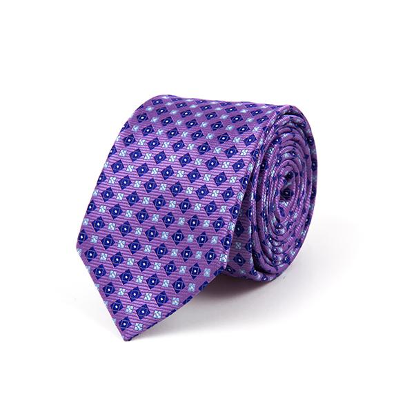 Violet necktie with diamond & square motif - Cuffz