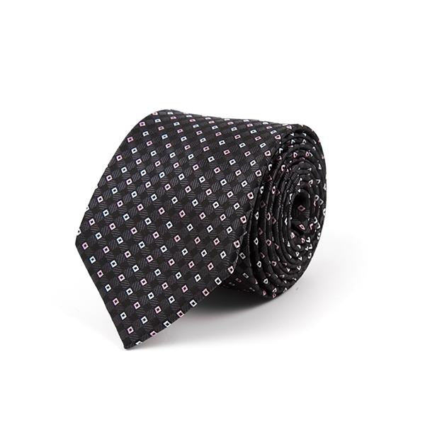Black & dark grey necktie with diamond motif - Cuffz