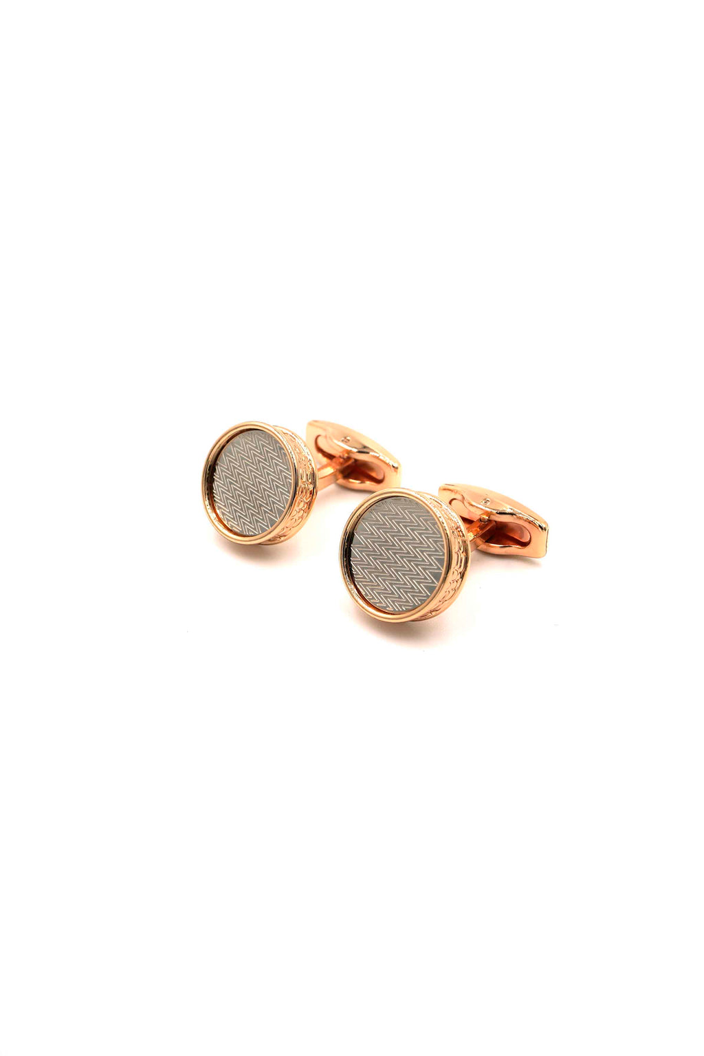 Round Rose Gold and Silver Cufflinks