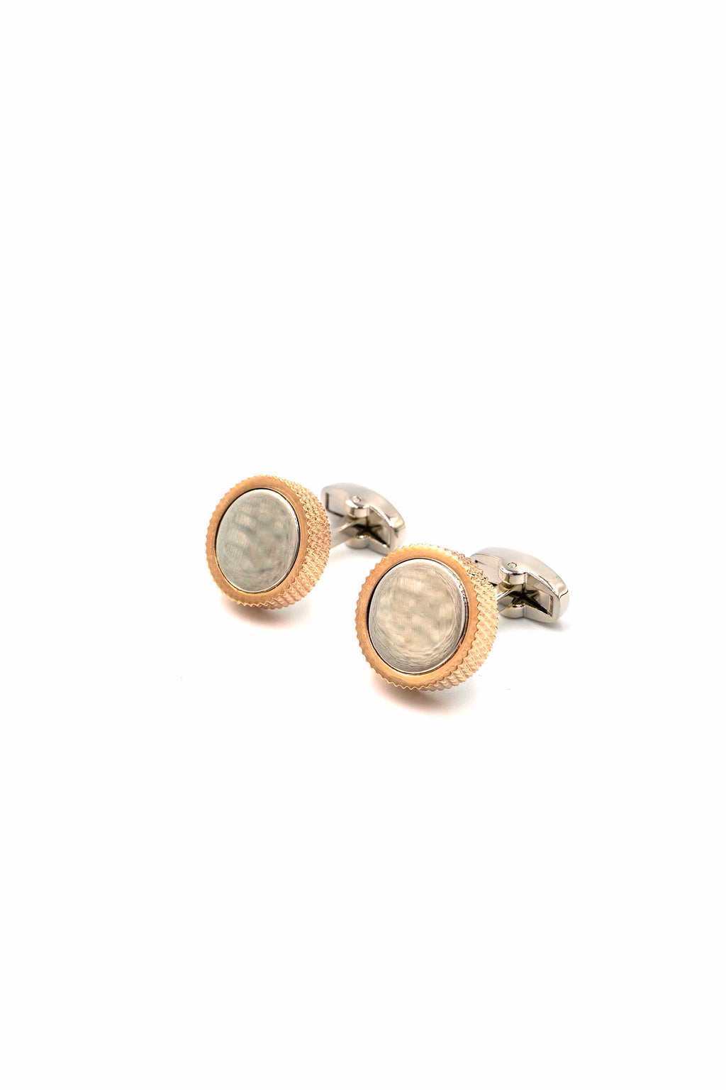 Round Silver and Rose Gold Cufflinks