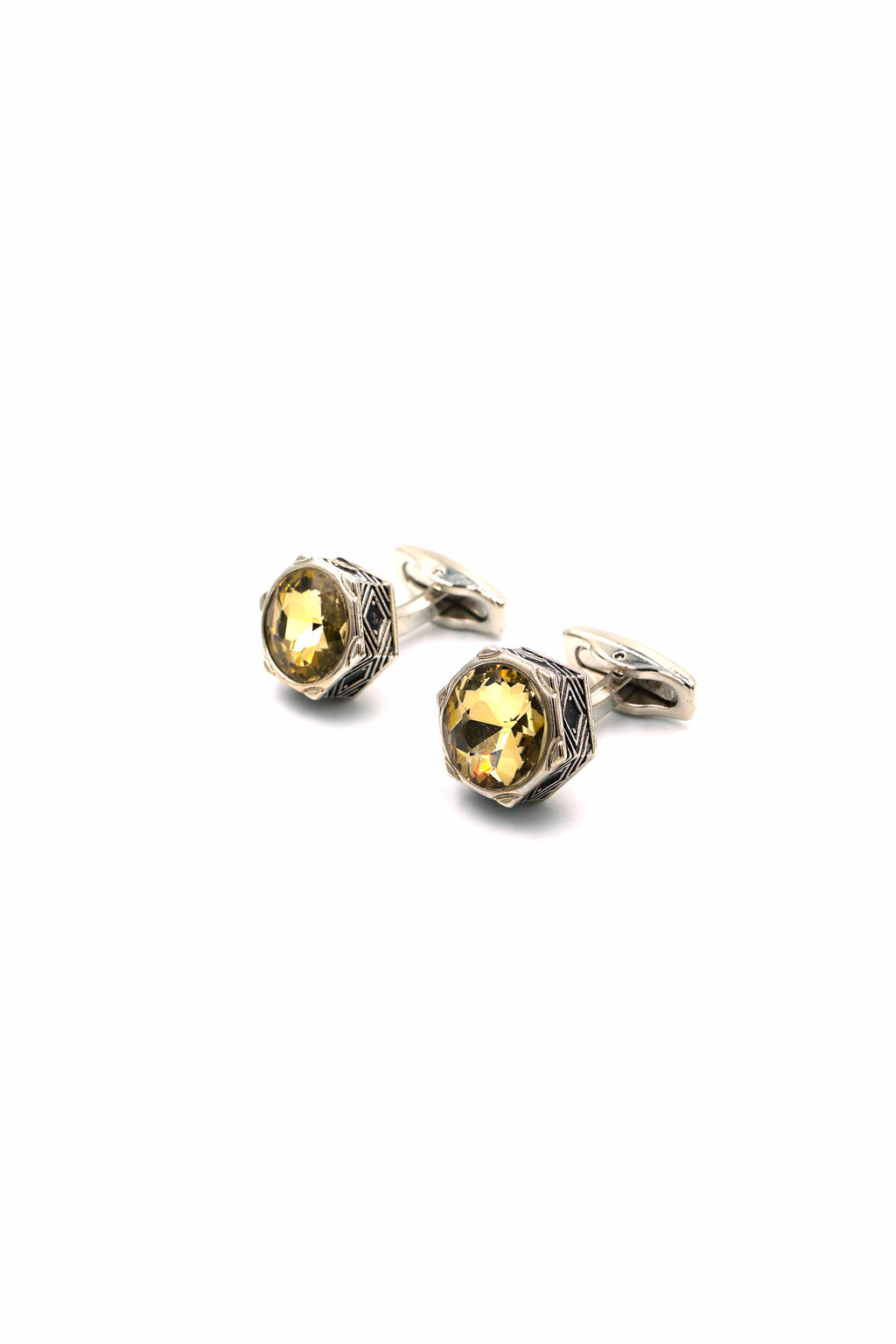 Citrine Silver Hexagon Cufflinks
