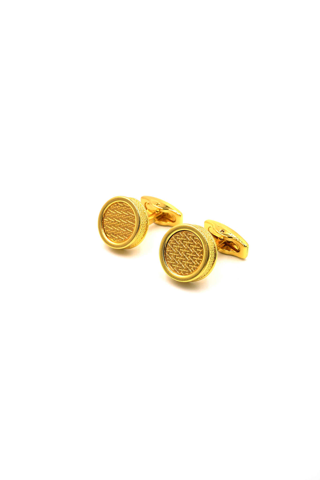 Round Gold Cufflinks with Affinity Pattern