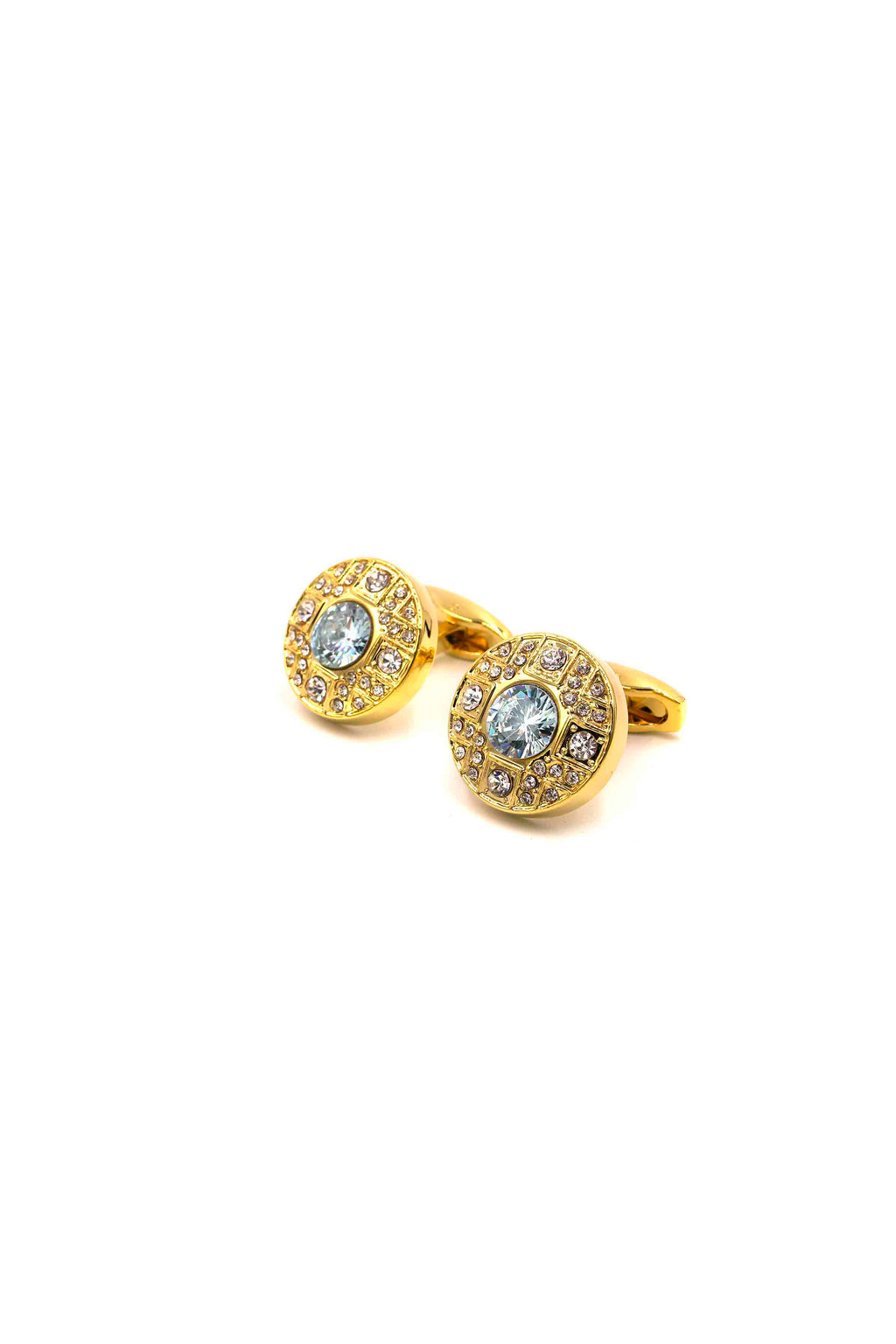 Round Gold Cufflinks with Diamantes