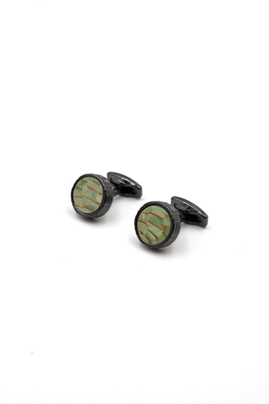 Faux Marble Cufflink in Gunmetal by ZY Designs