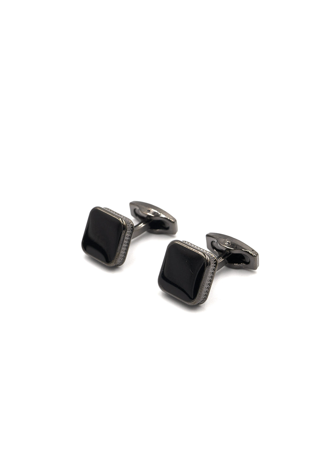 Classic Square Black Onyx Ridged Cufflink