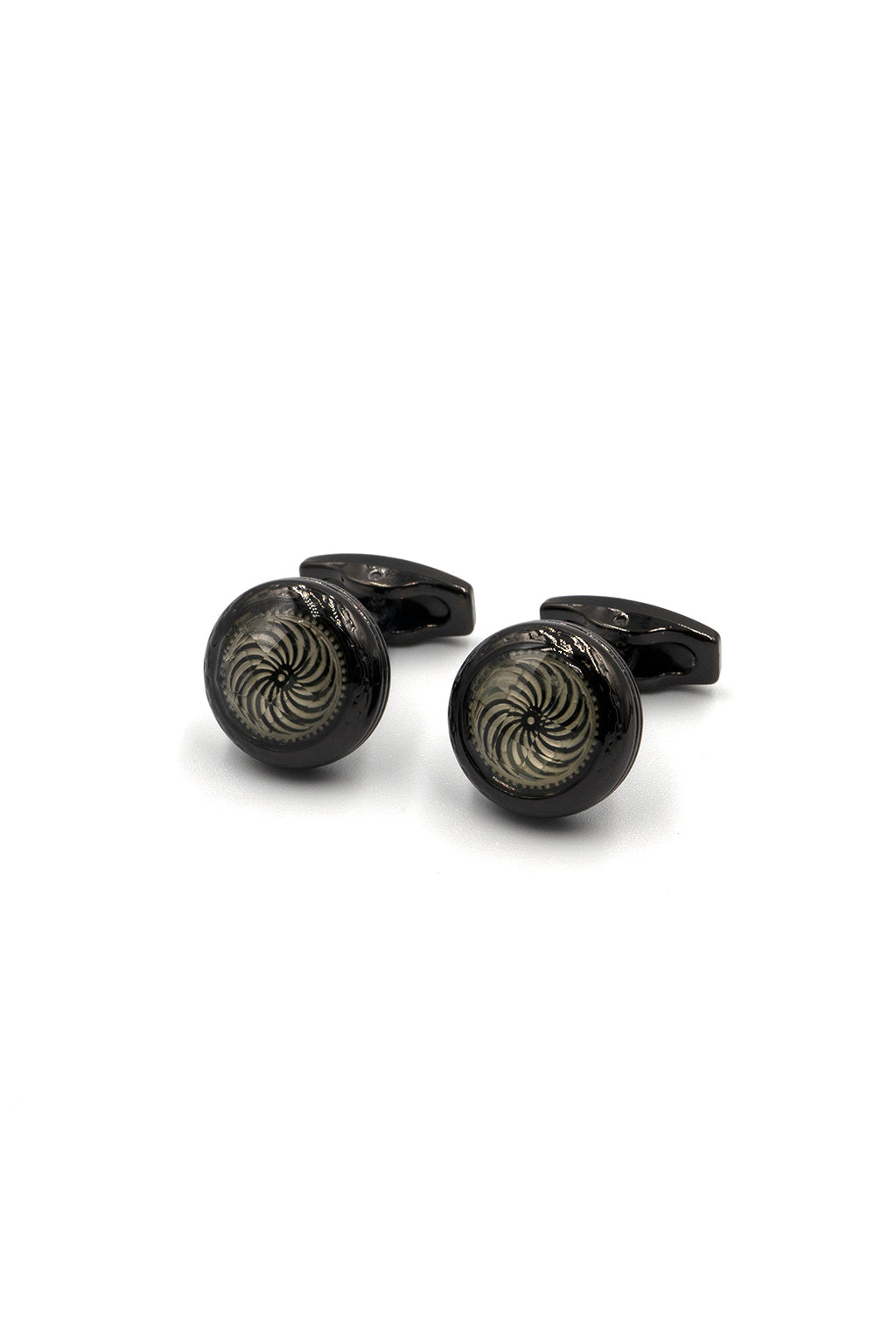 Classic Black Cufflinks in Swirl Pattern