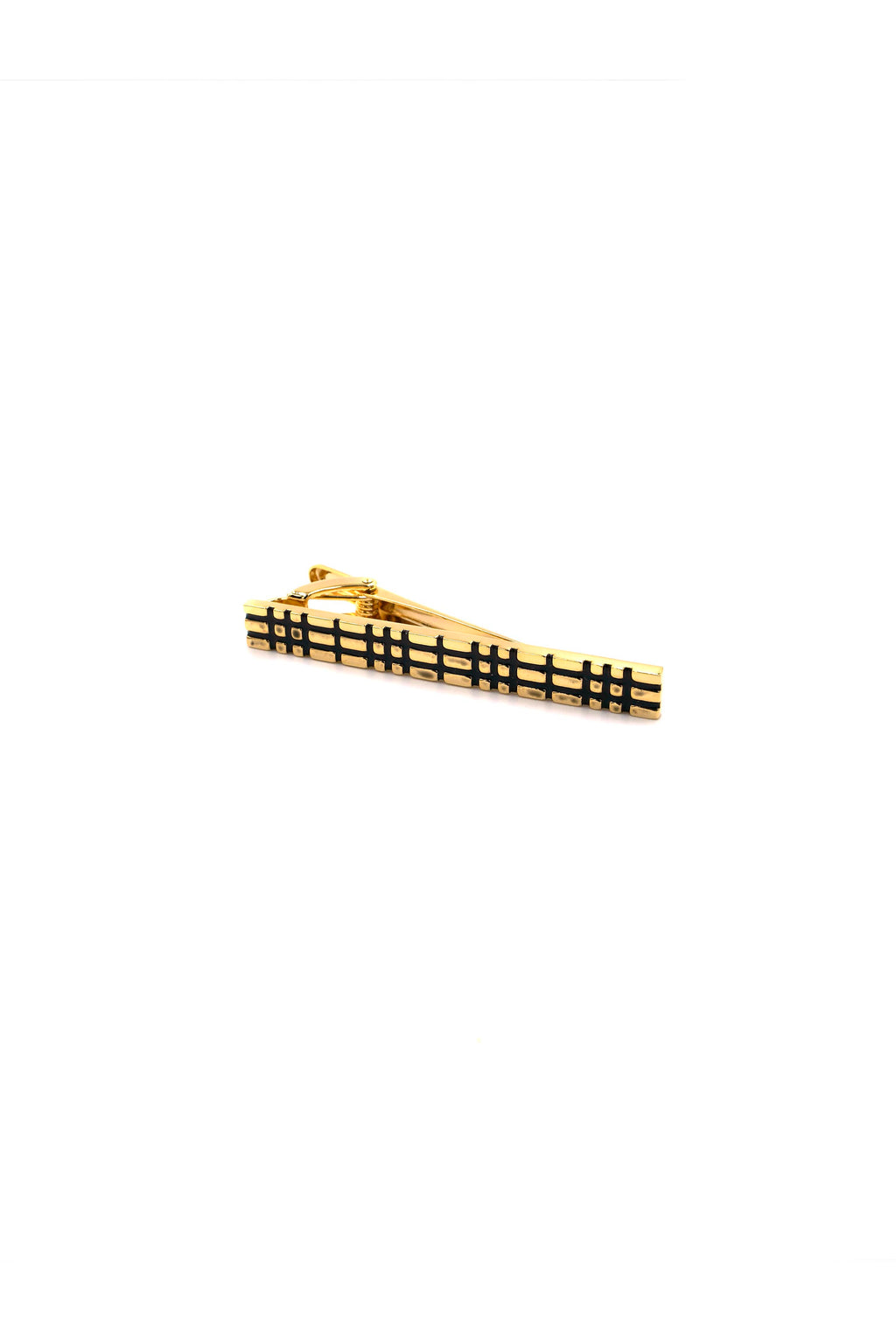 Gold and Black Checkered Tie Clip