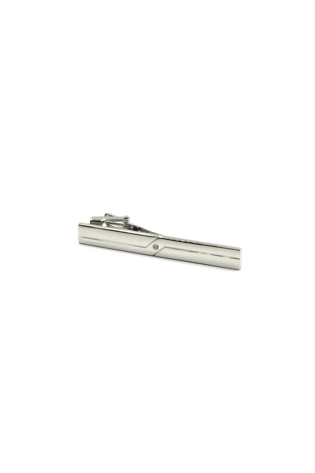 Hinged Tie Clip: Silver with diamante - Cuffz
